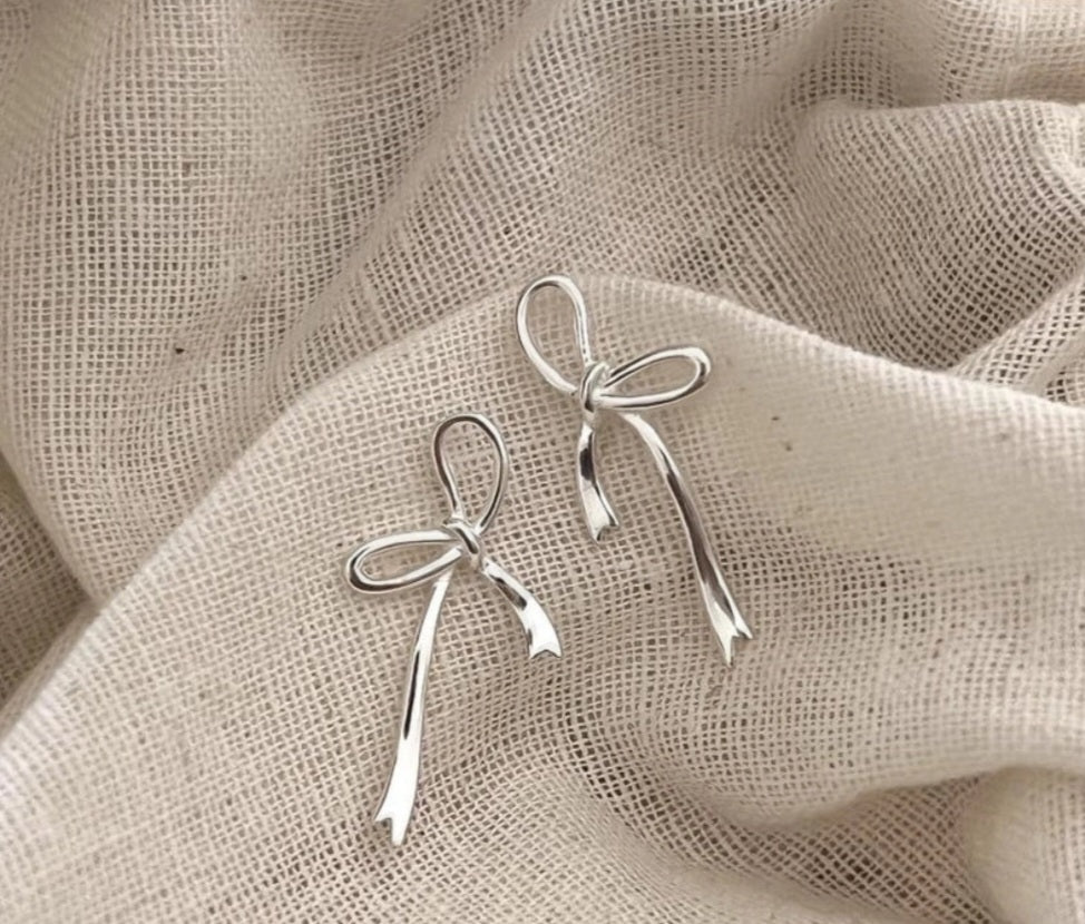 Sterling Silver Bowknot Earrings