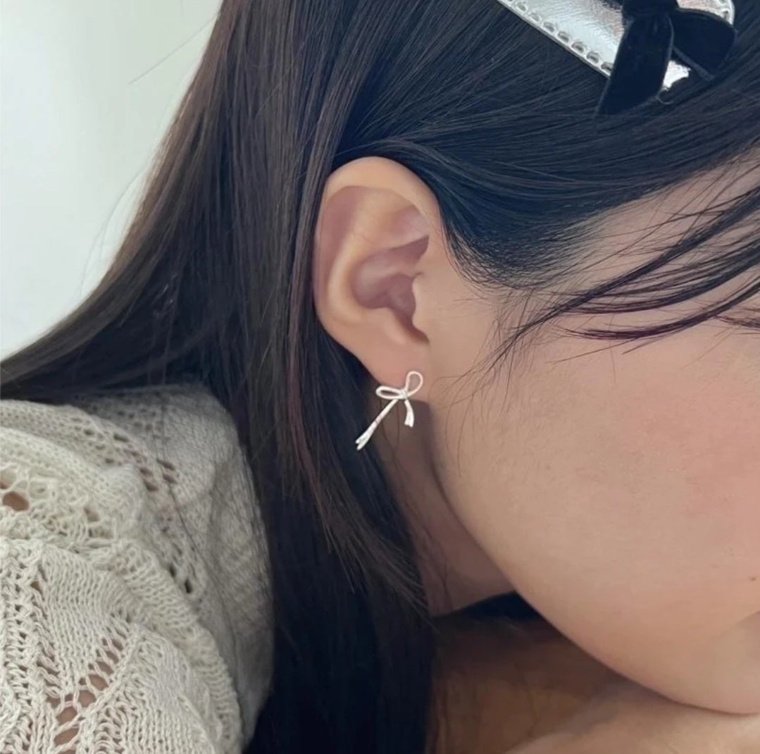 Sterling Silver Bowknot Earrings