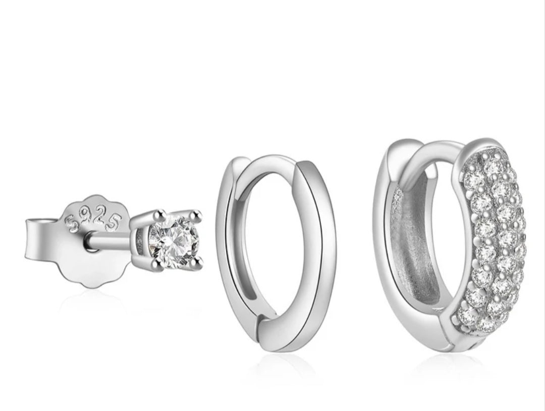 Sterling Silver 3 Piece Earrings
