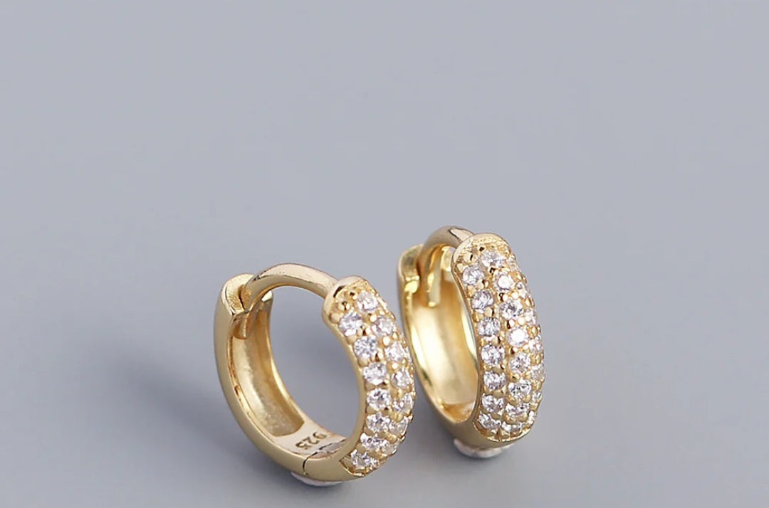 Sterling Silver Sparkly Round Earrings