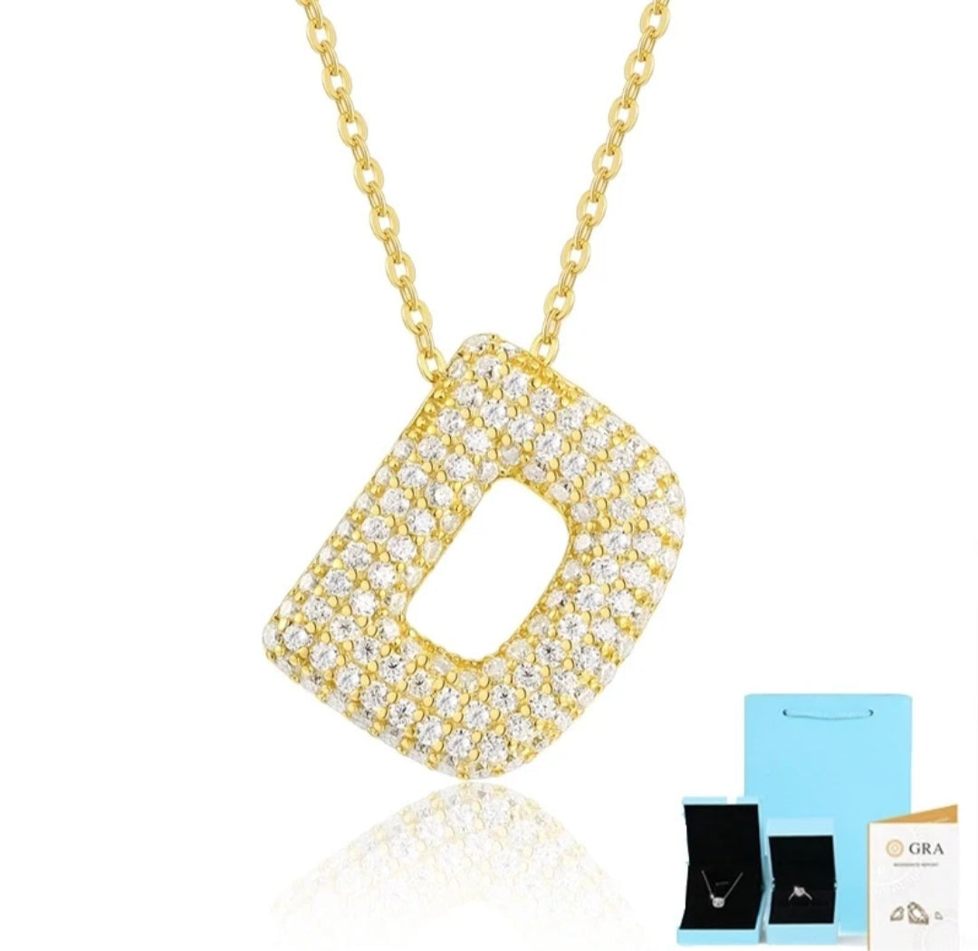 Sterling Silver Diamond Initial Letter Necklace