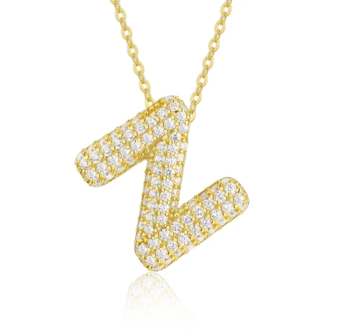 Sterling Silver Diamond Initial Letter Necklace