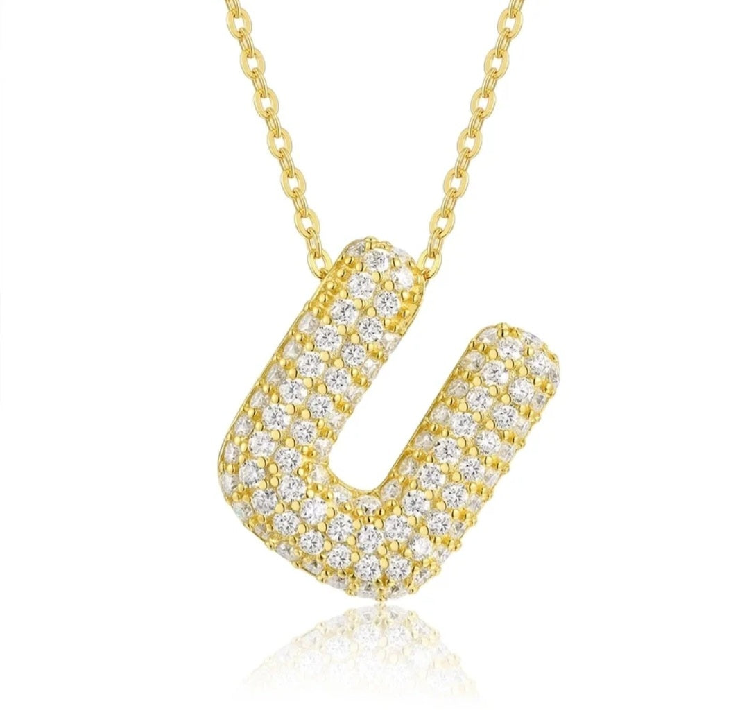 Sterling Silver Diamond Initial Letter Necklace