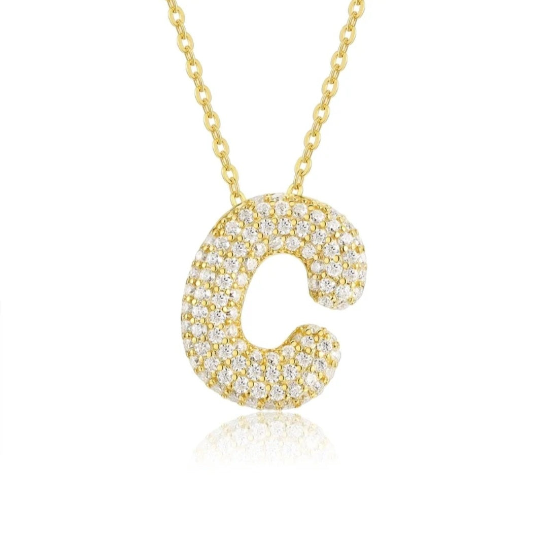 Sterling Silver Diamond Initial Letter Necklace