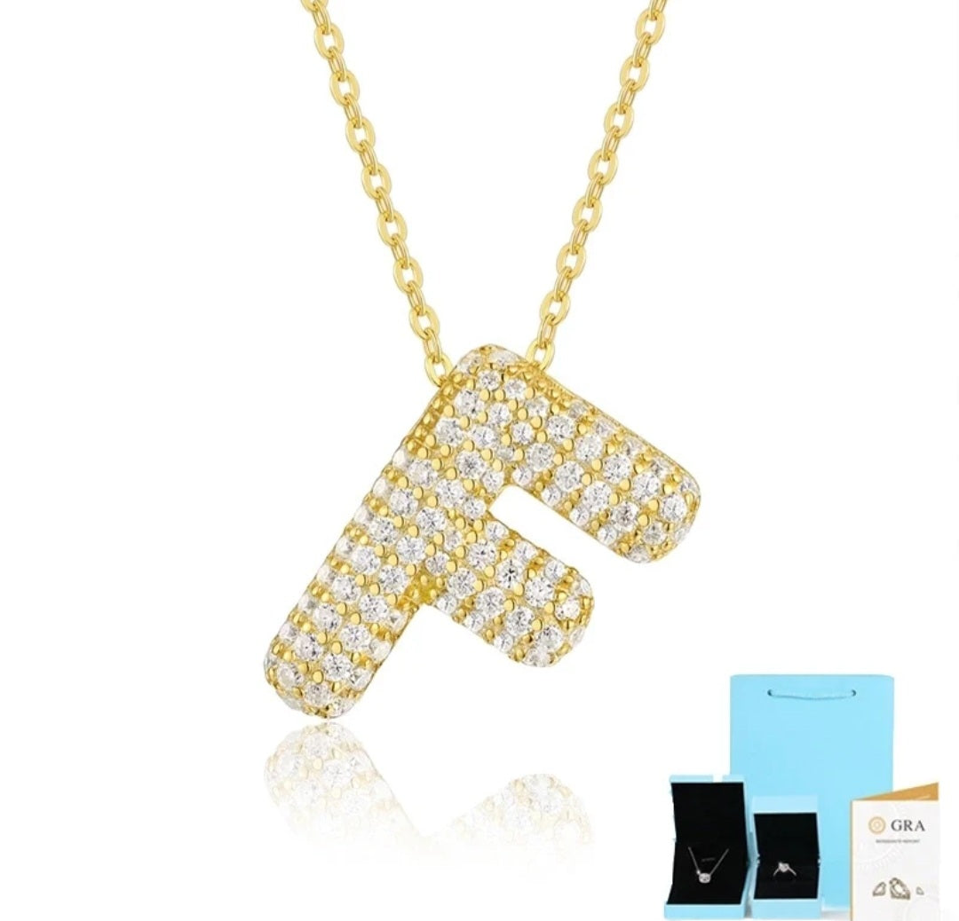 Sterling Silver Diamond Initial Letter Necklace