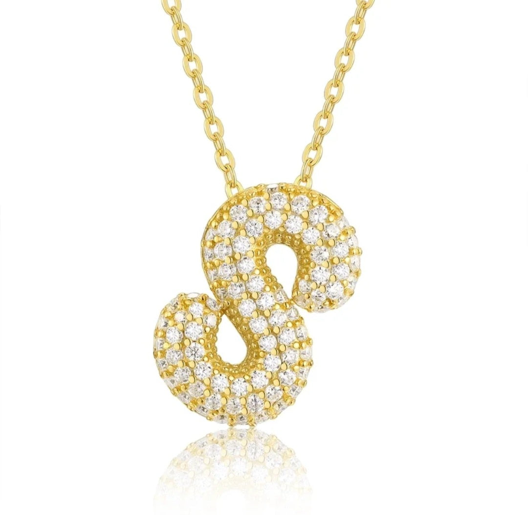 Sterling Silver Diamond Initial Letter Necklace