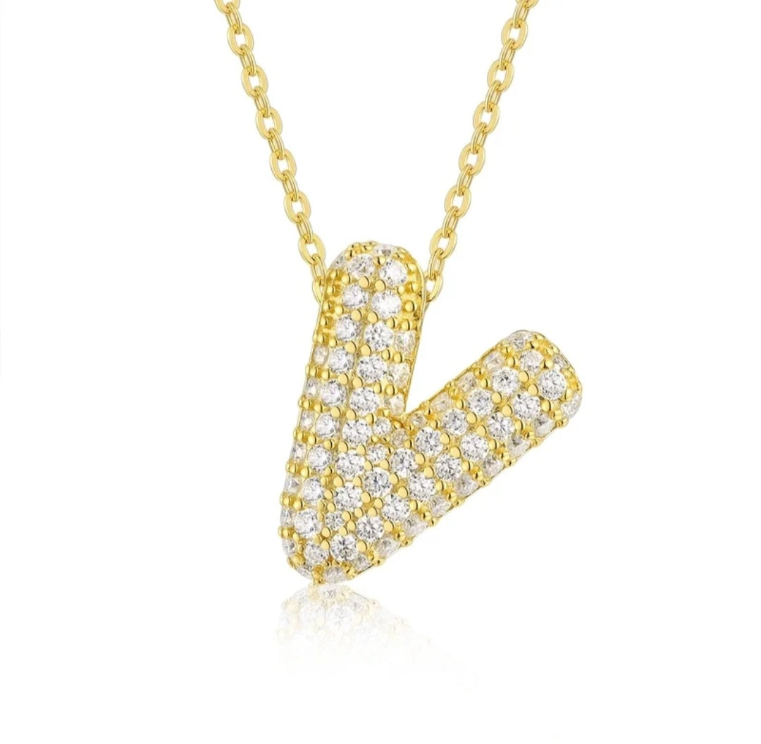 Sterling Silver Diamond Initial Letter Necklace