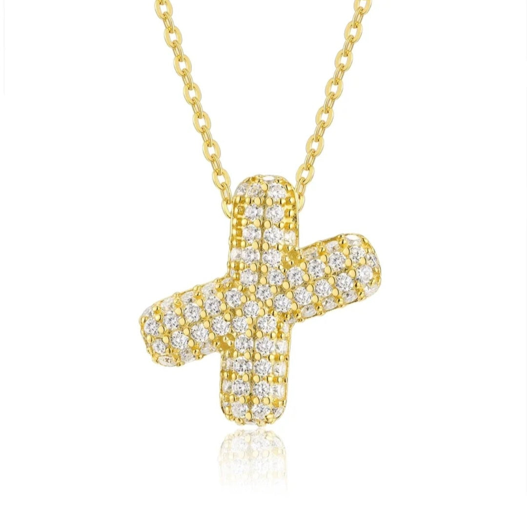 Sterling Silver Diamond Initial Letter Necklace