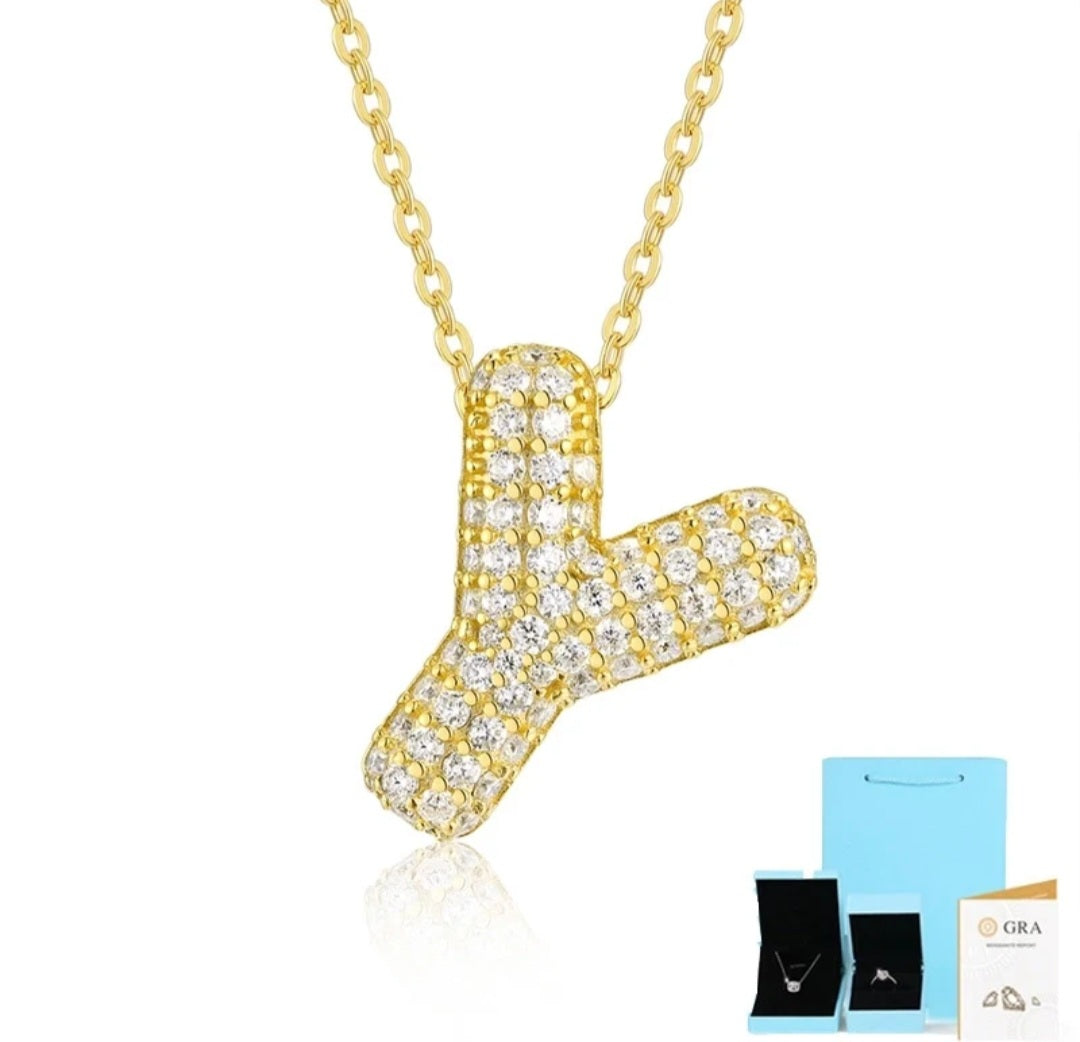 Sterling Silver Diamond Initial Letter Necklace