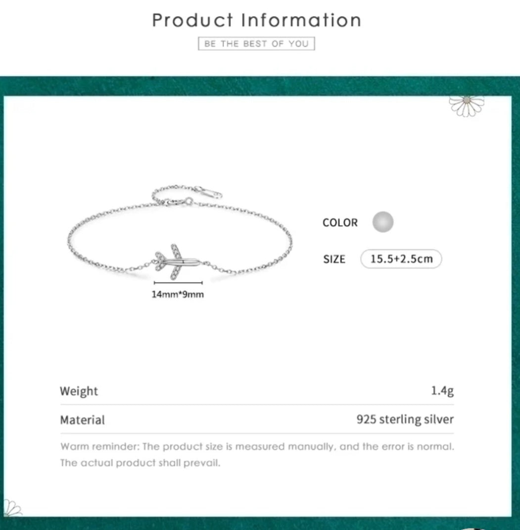 Sterling Silver Aeroplane Bracelet