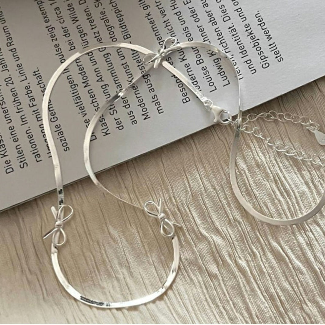 Sterling Silver Bow Snake Chain