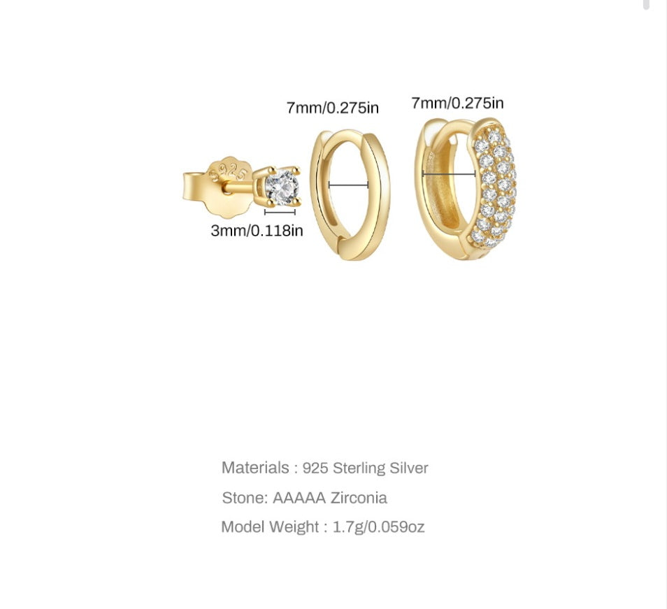 Sterling Silver 3 Piece Earrings