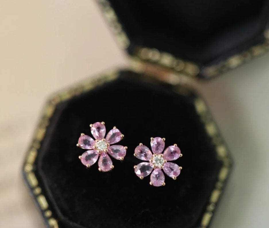 Sterling Silver Purple Flower Earrings