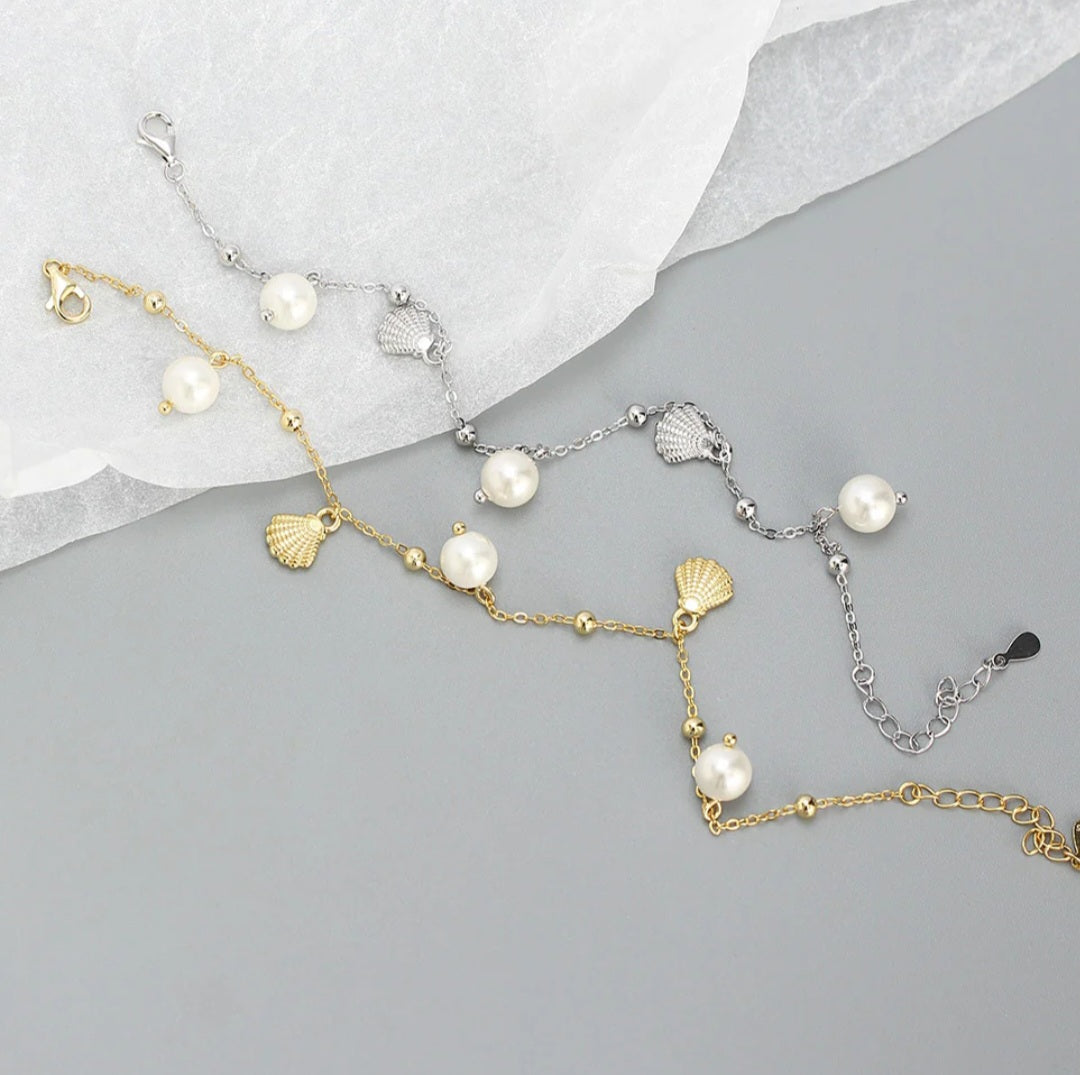 Pearl and Sea Shell Bracelet