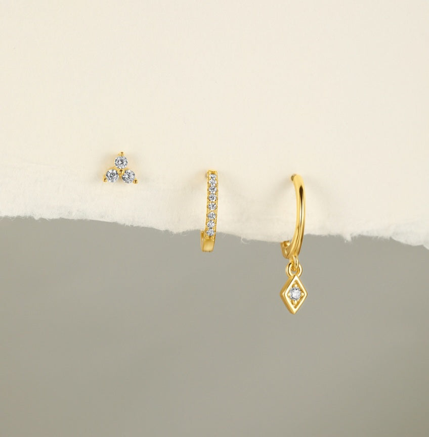 Sterling Silver 3 Piece Earrings