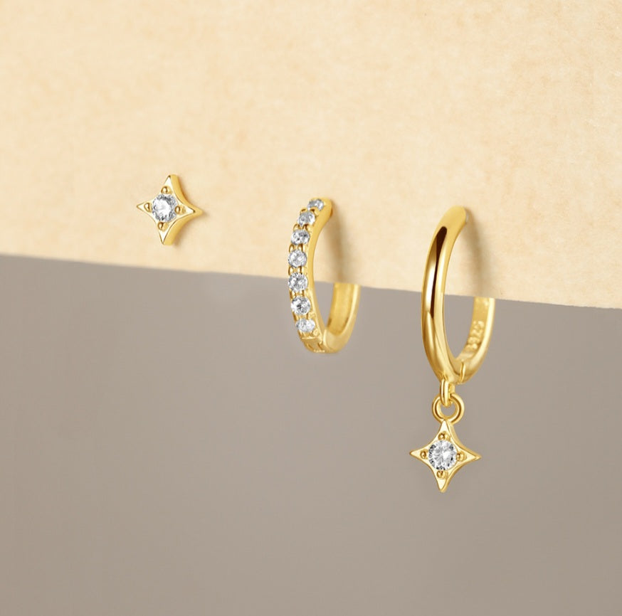 Sterling Silver 3 Piece Earrings