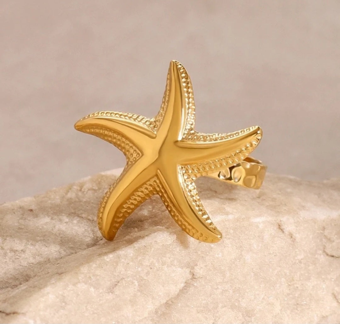 Stainless Steel Beach Starfish Ring