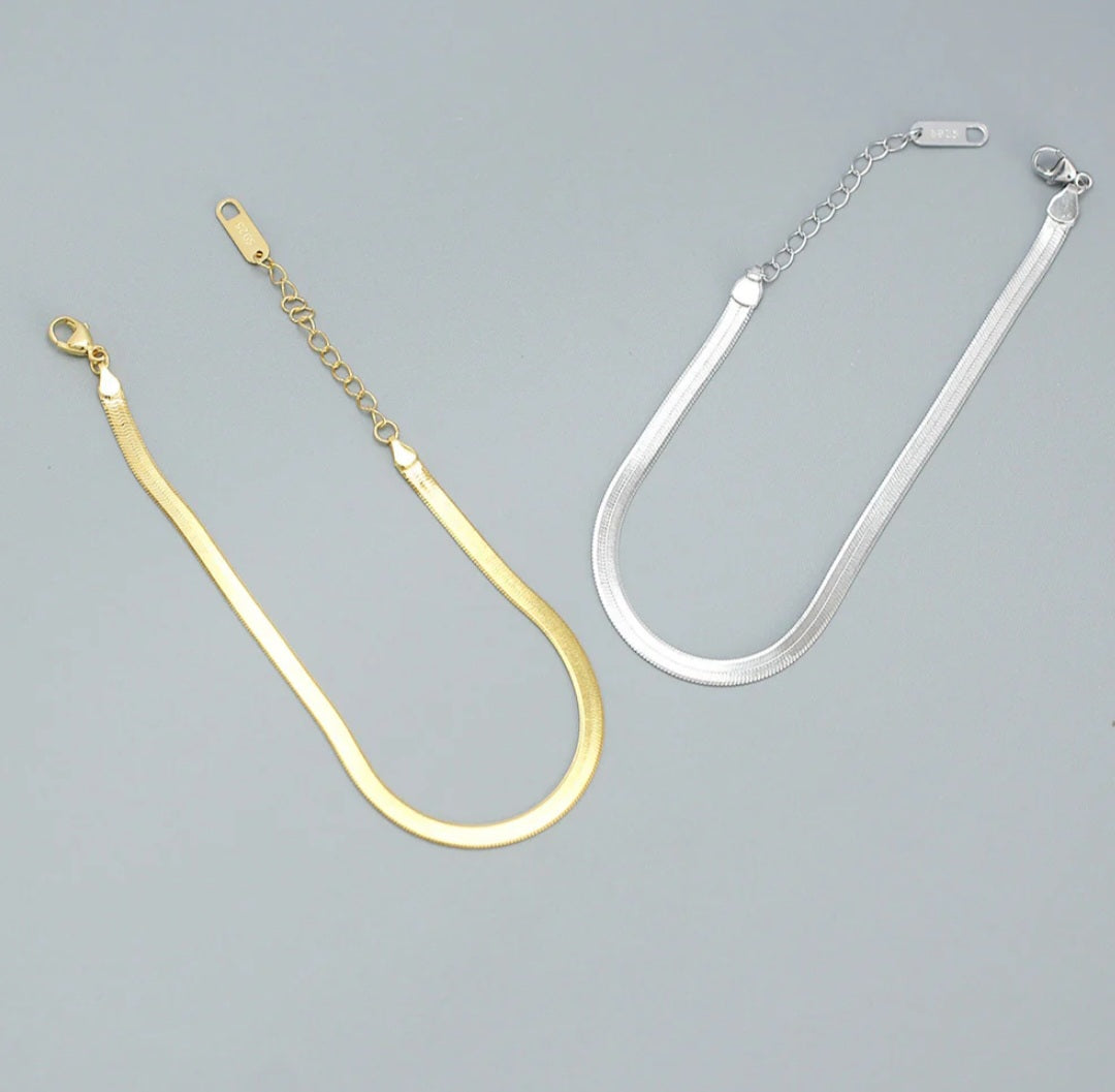 Sterling Silver Snake Bone Bracelet
