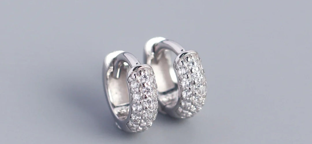 Sterling Silver Sparkly Round Earrings
