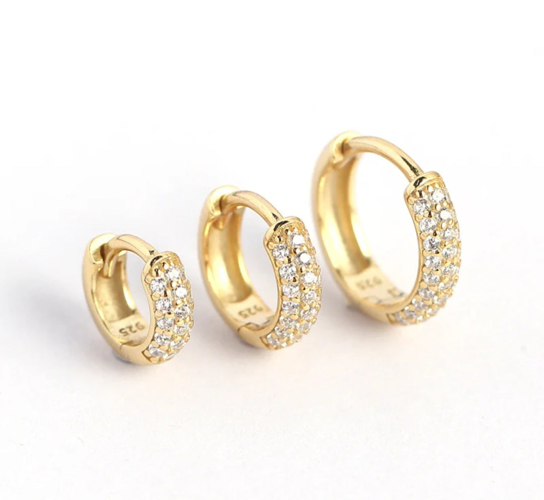 Sterling Silver Sparkly Round Earrings