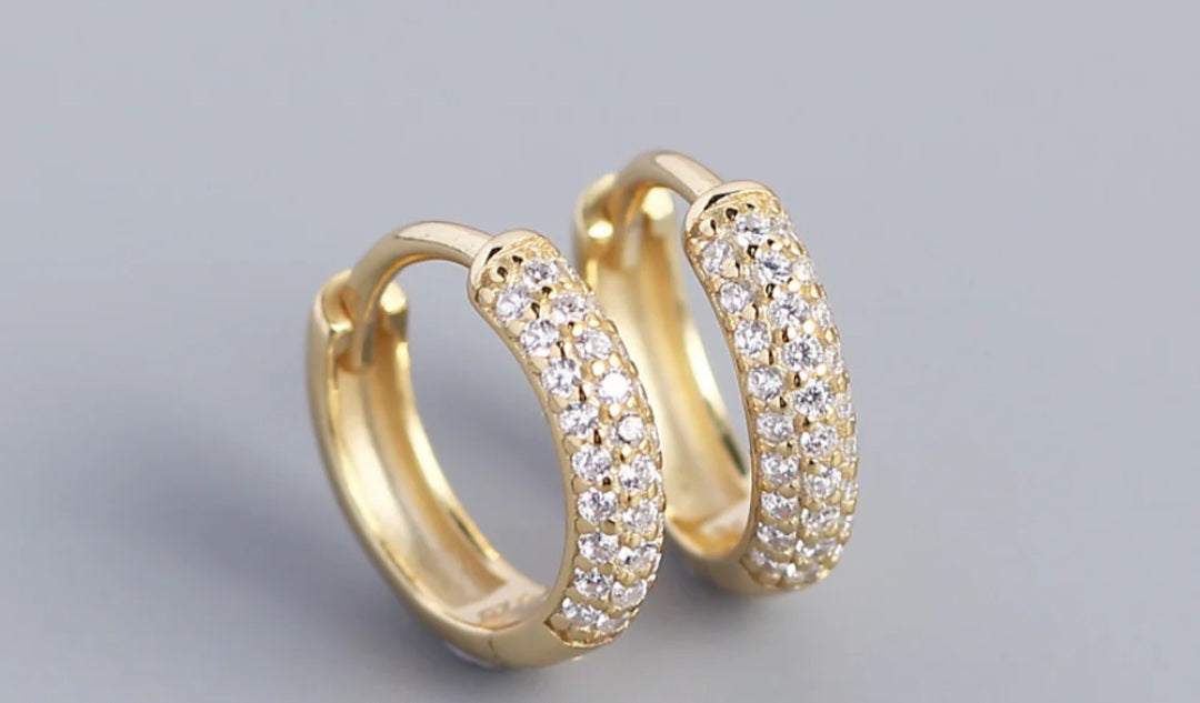 Sterling Silver Sparkly Round Earrings