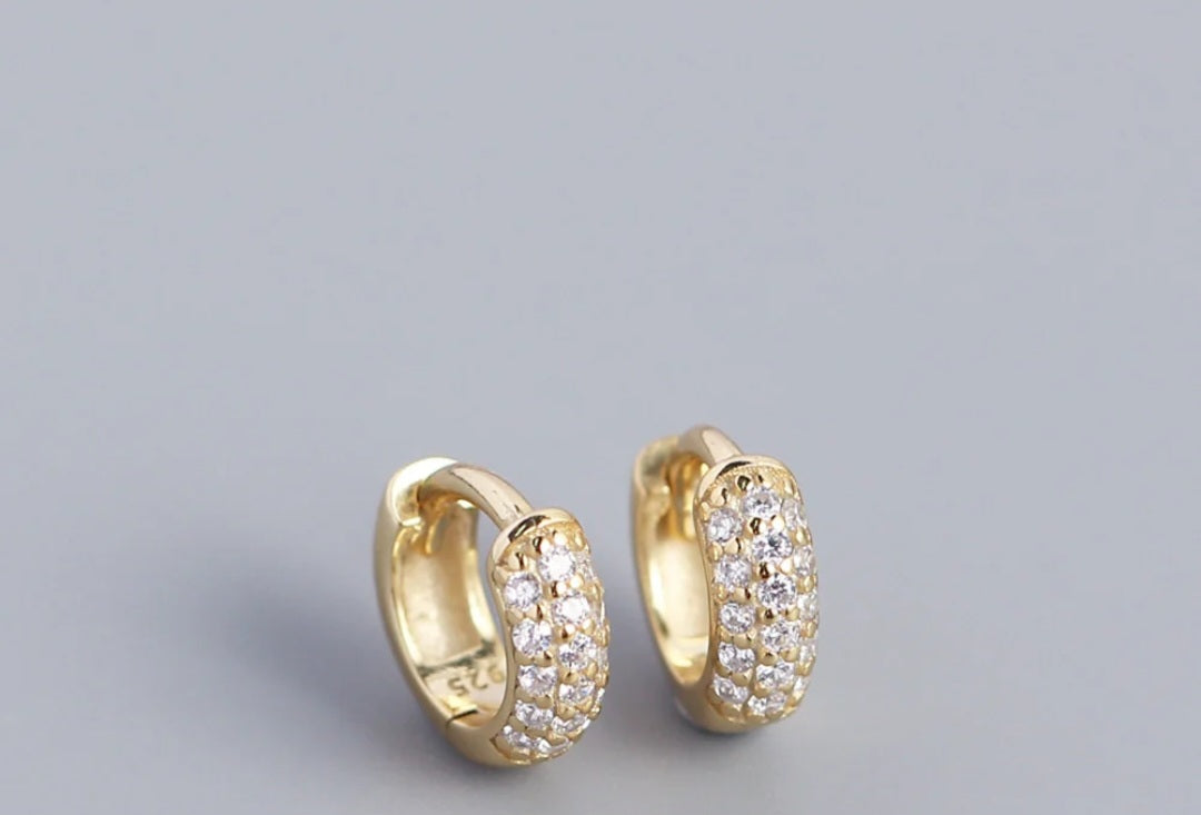 Sterling Silver Sparkly Round Earrings