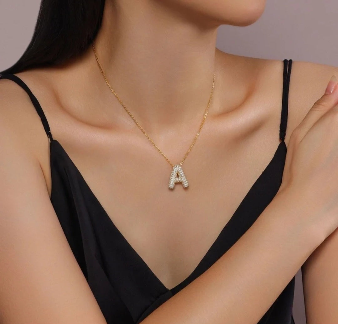 Sterling Silver Diamond Initial Letter Necklace