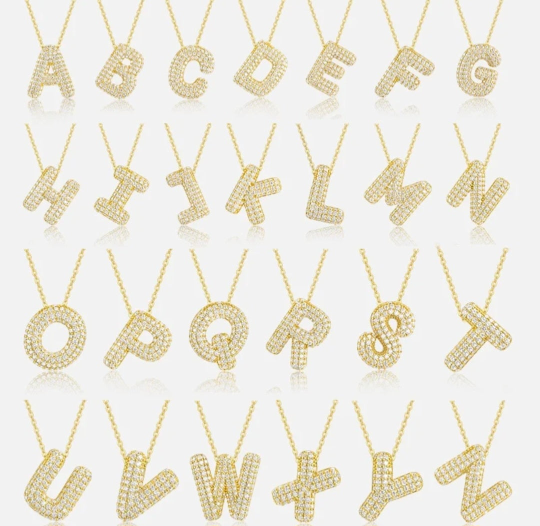 Sterling Silver Diamond Initial Letter Necklace