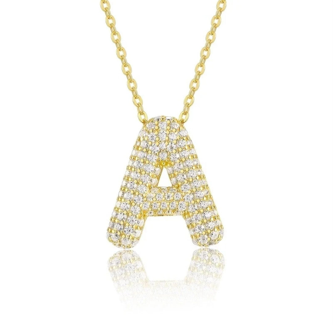 Sterling Silver Diamond Initial Letter Necklace