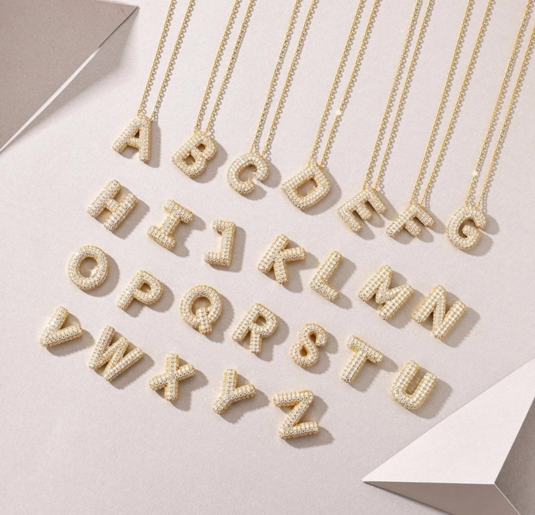 Sterling Silver Diamond Initial Letter Necklace