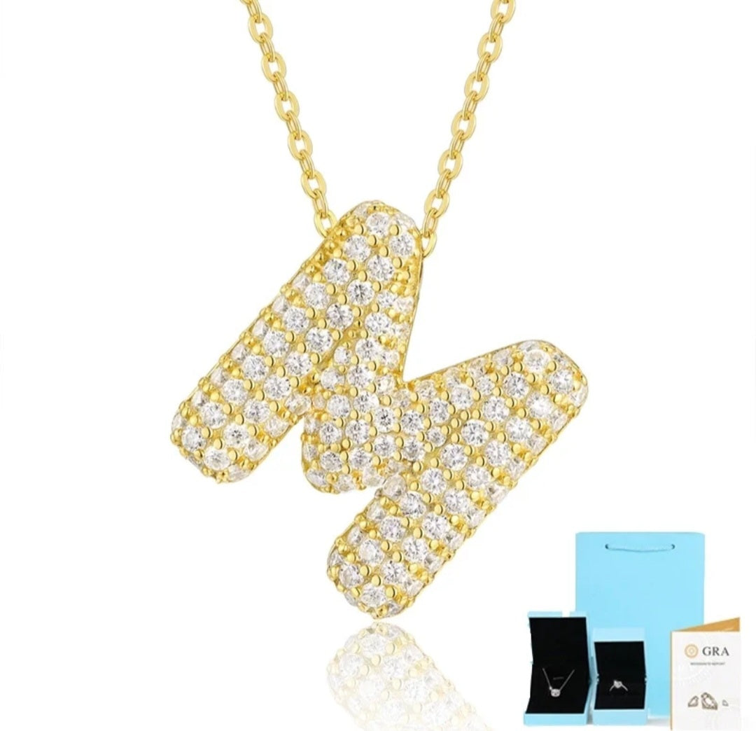 Sterling Silver Diamond Initial Letter Necklace