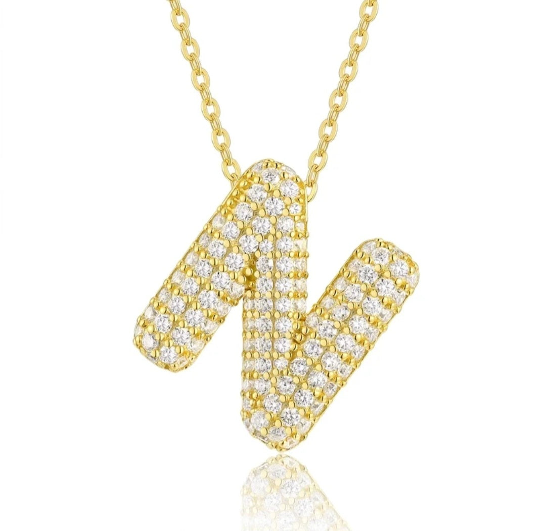 Sterling Silver Diamond Initial Letter Necklace