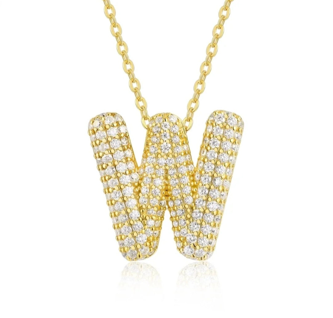 Sterling Silver Diamond Initial Letter Necklace