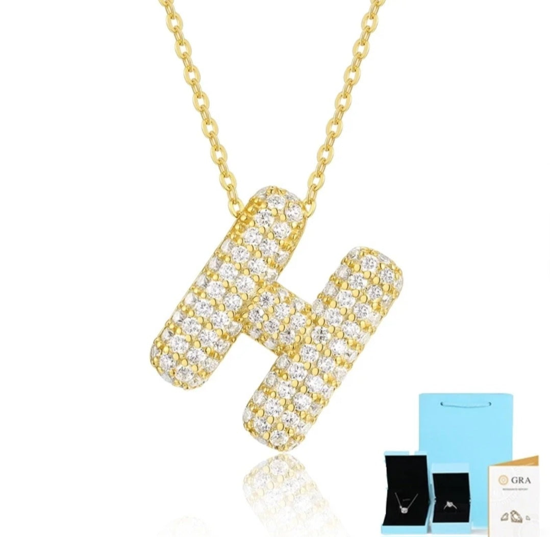 Sterling Silver Diamond Initial Letter Necklace
