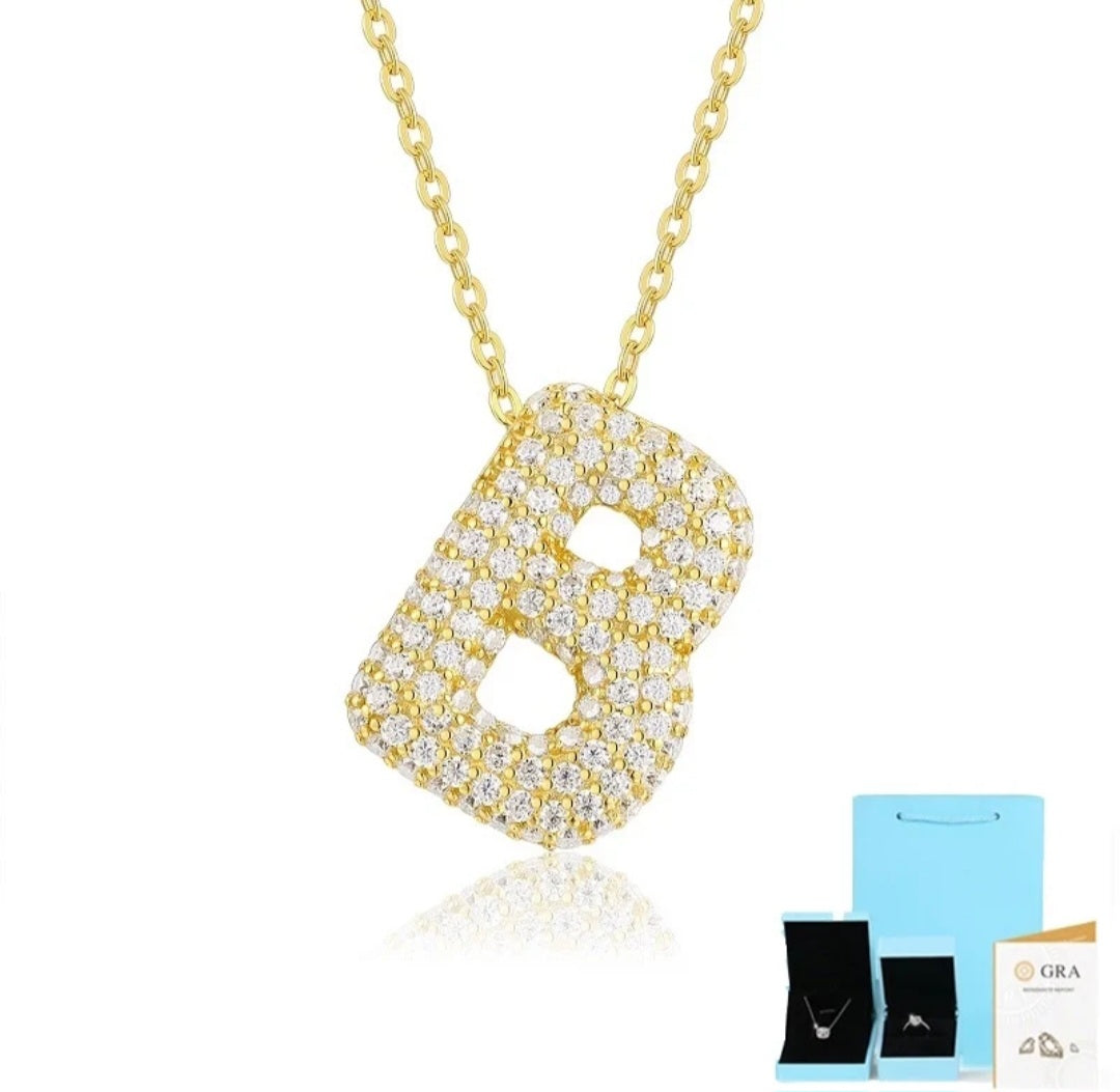 Sterling Silver Diamond Initial Letter Necklace