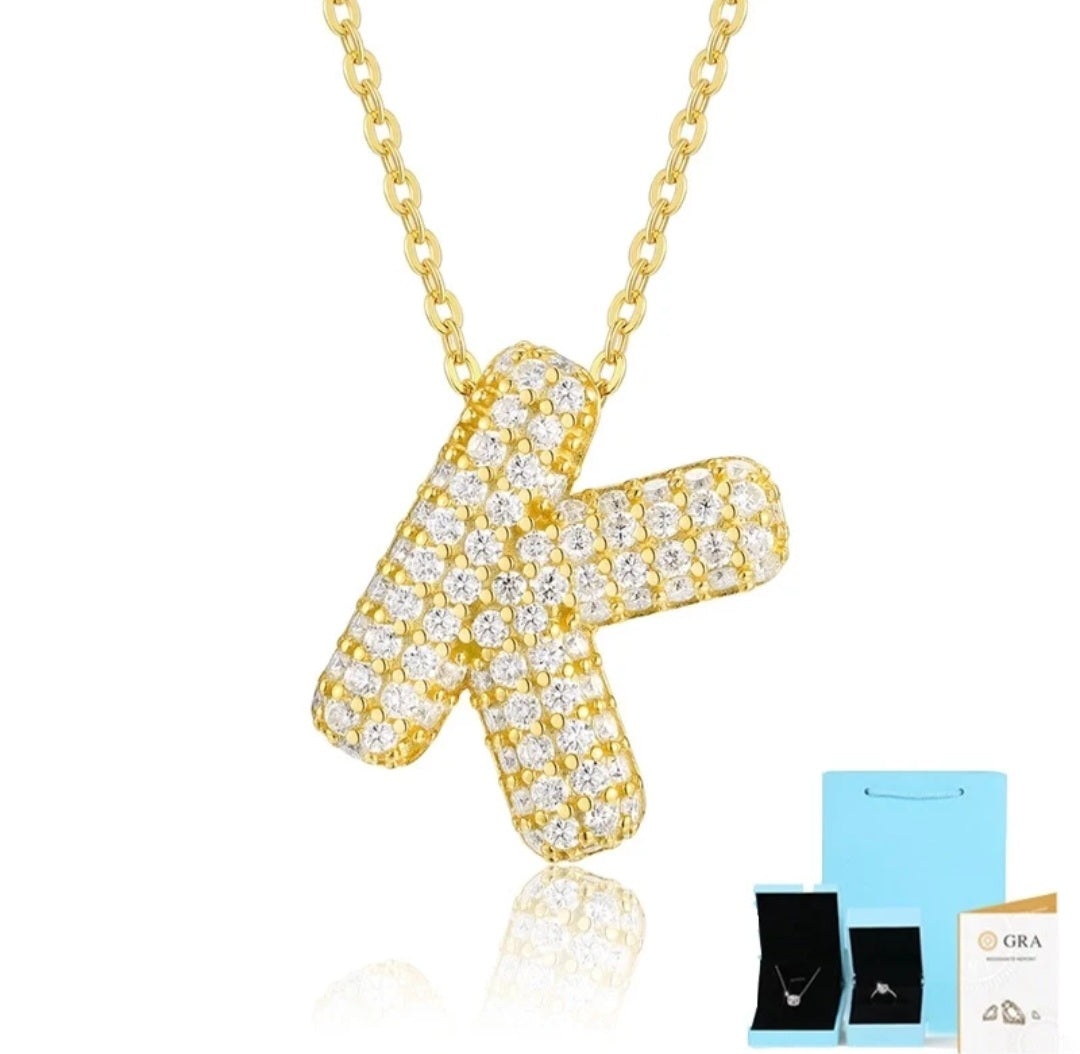 Sterling Silver Diamond Initial Letter Necklace