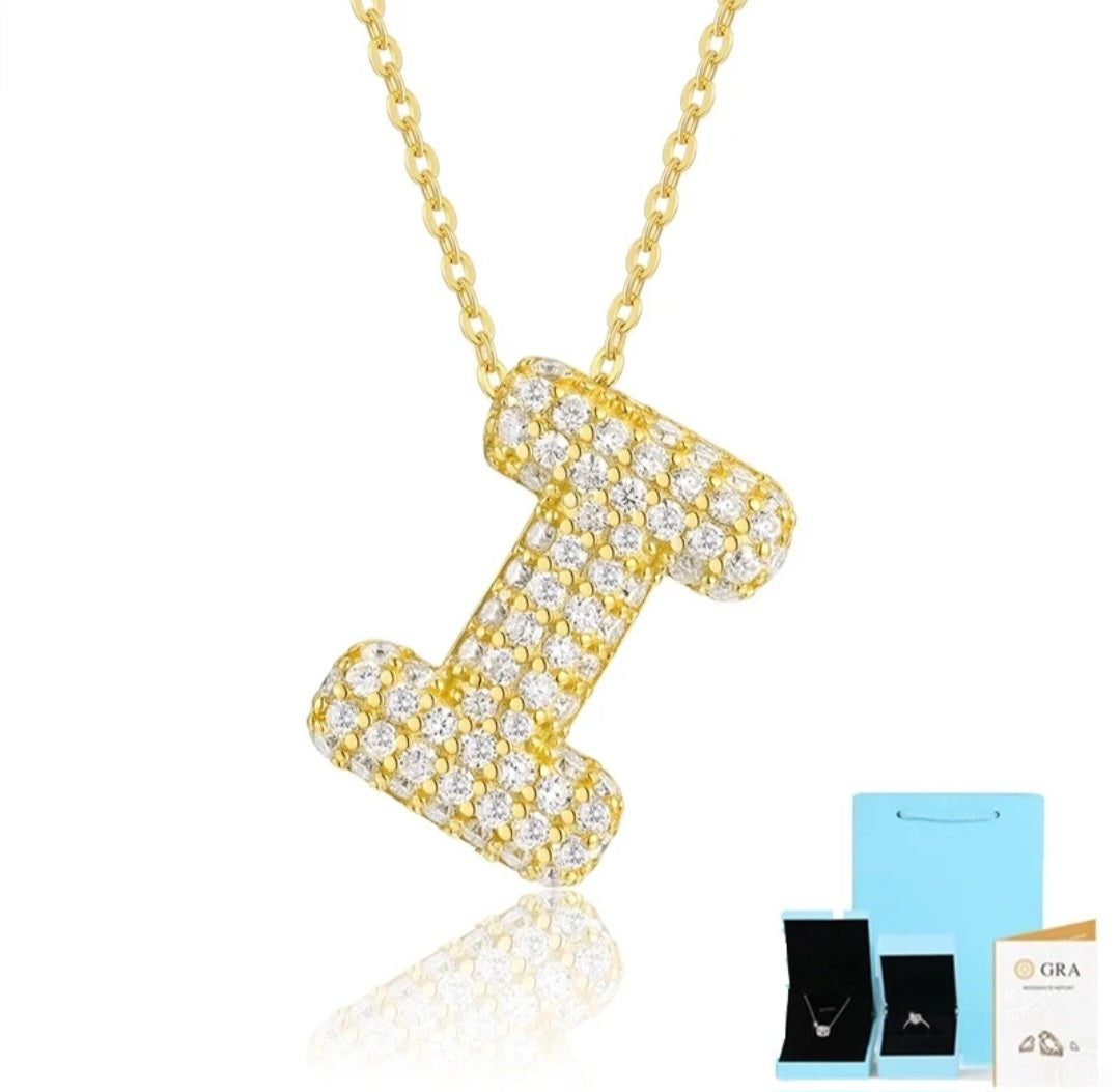 Sterling Silver Diamond Initial Letter Necklace