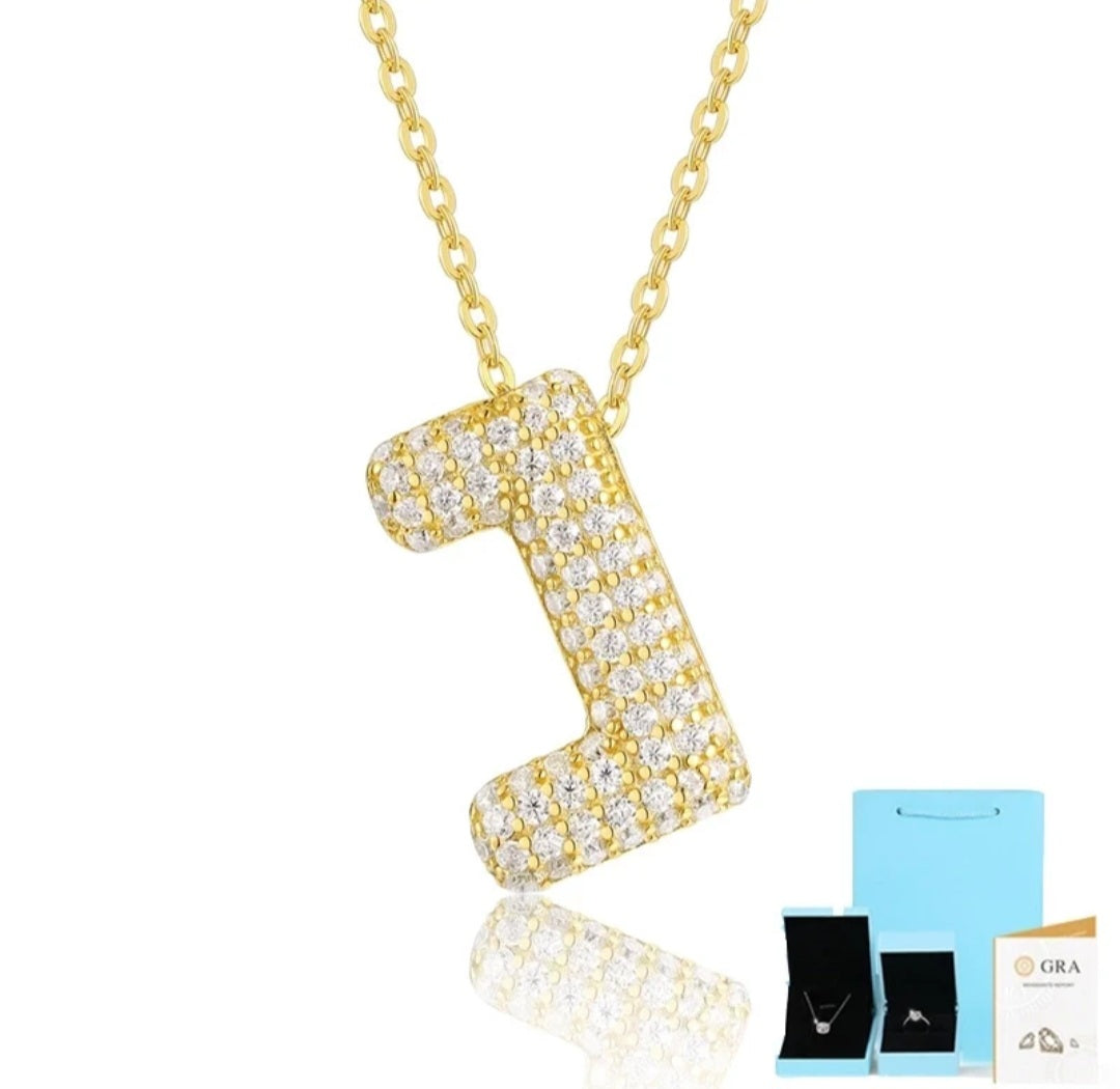 Sterling Silver Diamond Initial Letter Necklace