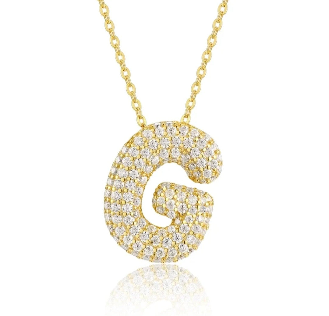 Sterling Silver Diamond Initial Letter Necklace