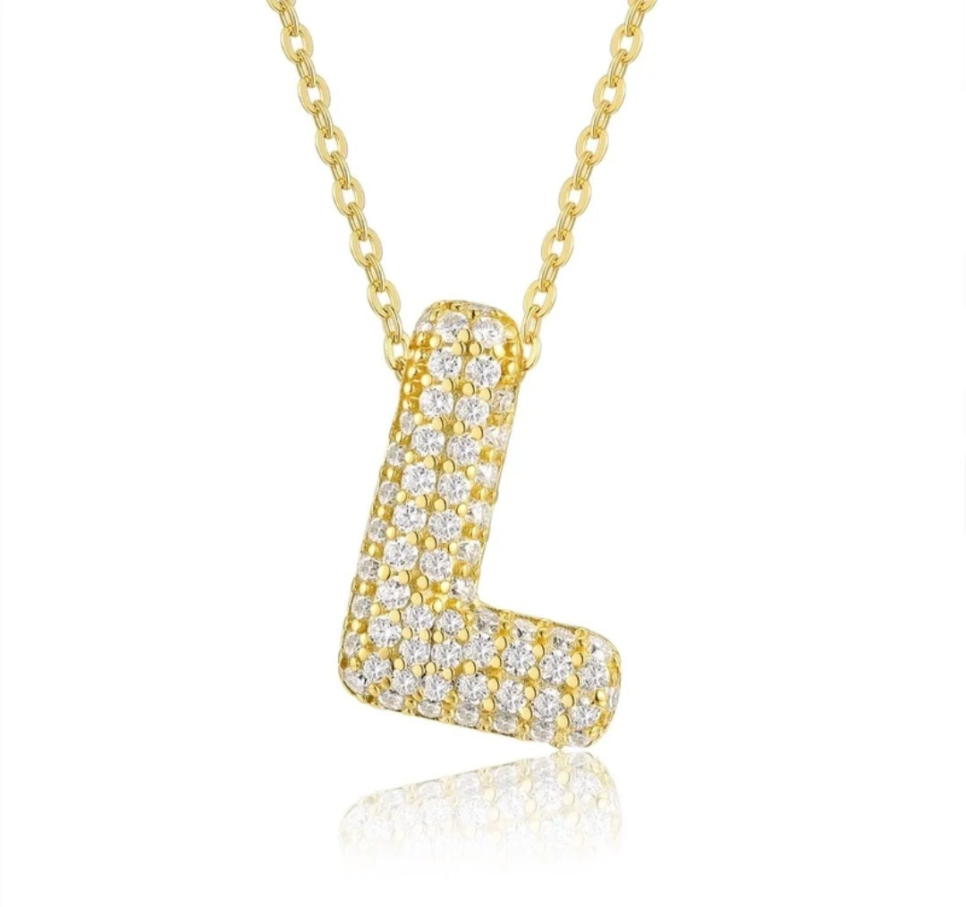 Sterling Silver Diamond Initial Letter Necklace