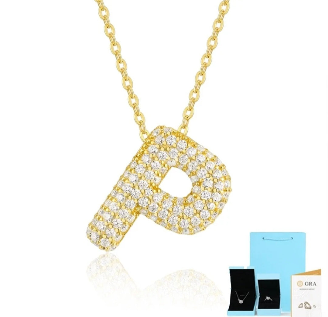 Sterling Silver Diamond Initial Letter Necklace
