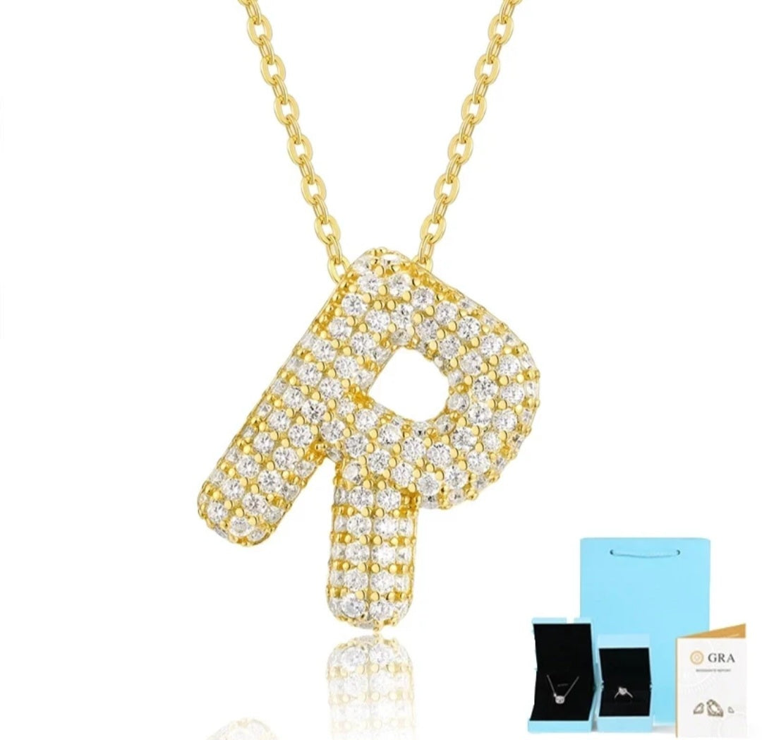 Sterling Silver Diamond Initial Letter Necklace