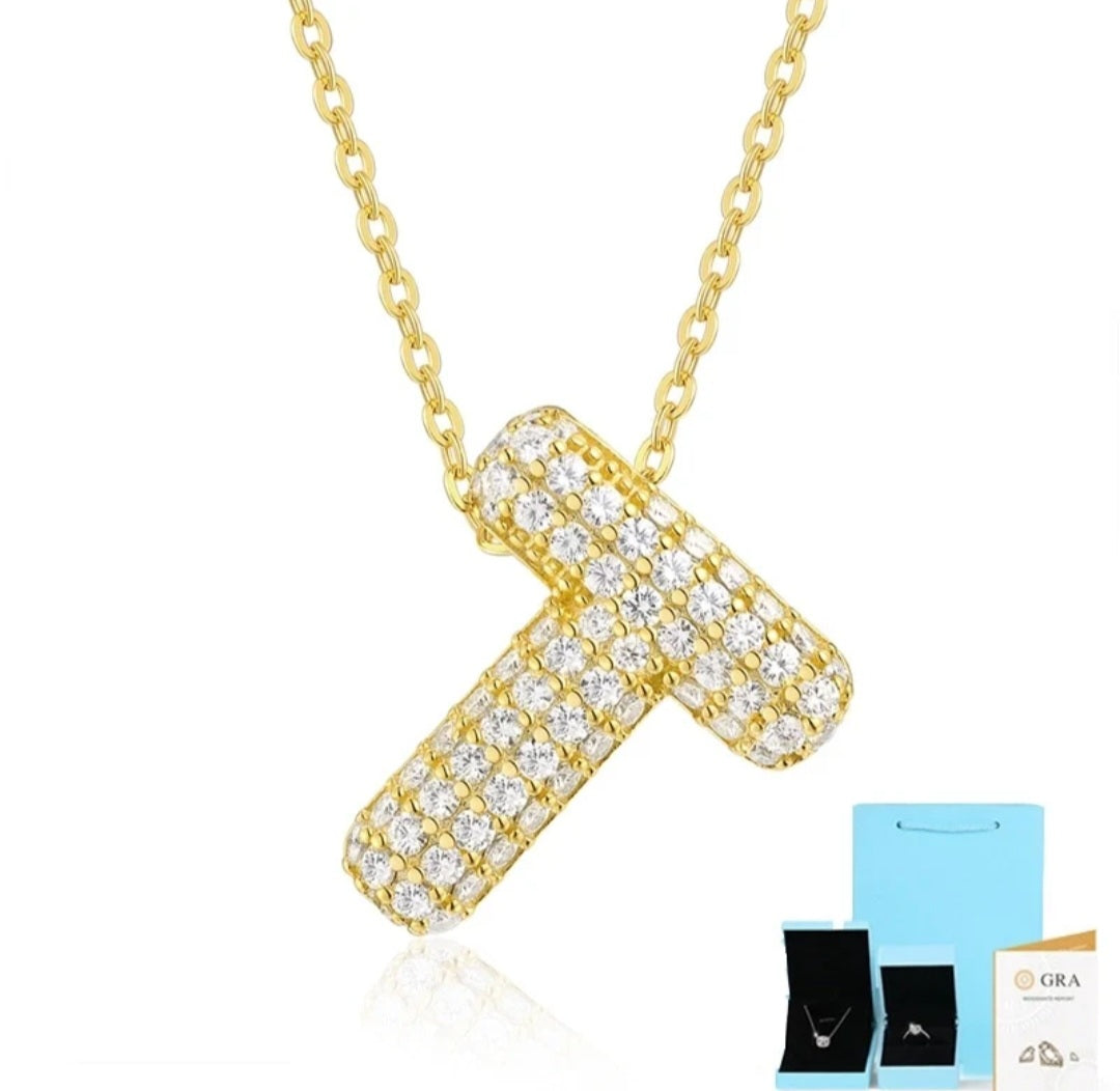 Sterling Silver Diamond Initial Letter Necklace